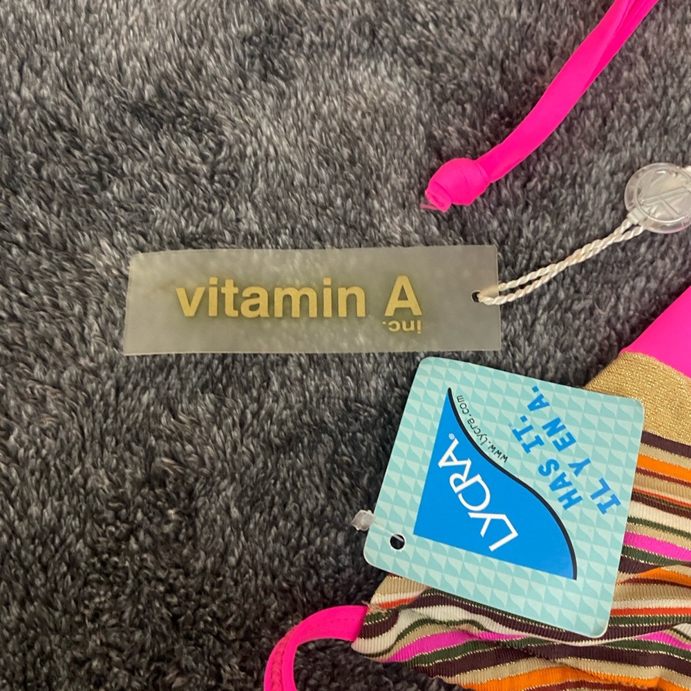 Vitamin A Neon Pink and Olive Bikini Nwt - Picture 3 of 5
